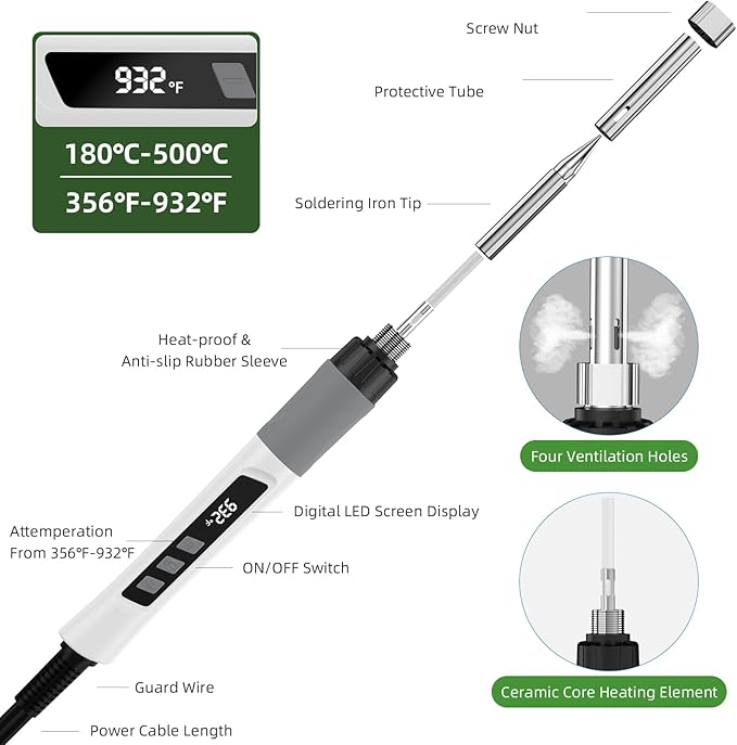Soldering Iron Kit, 190W Soldering Gun, 110V LED Solder Kit - Image 2