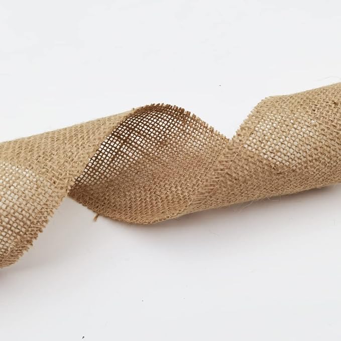 INSPIRELLE 3" Natural Burlap Fabric Roll 10 Yards Jute Ribbon - Image 3
