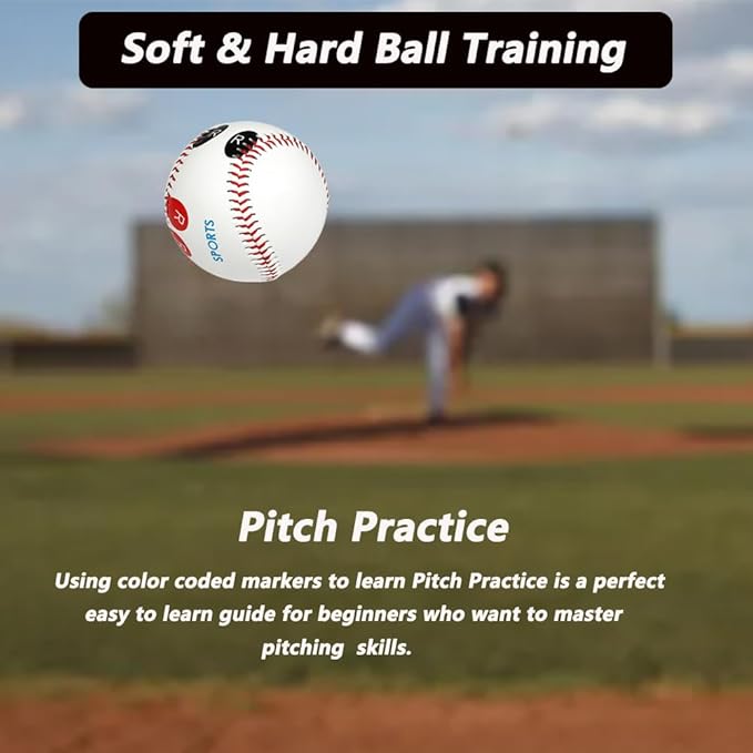 LOOEEL 2 PCS Pitch Practice,Training Baseball Pitching Grip Pitch Practice,Finger Placement Markers Baseball Training Equipment for Teenagers Beginners to Learn Multiple Baseball Grips.-Soft/Hard