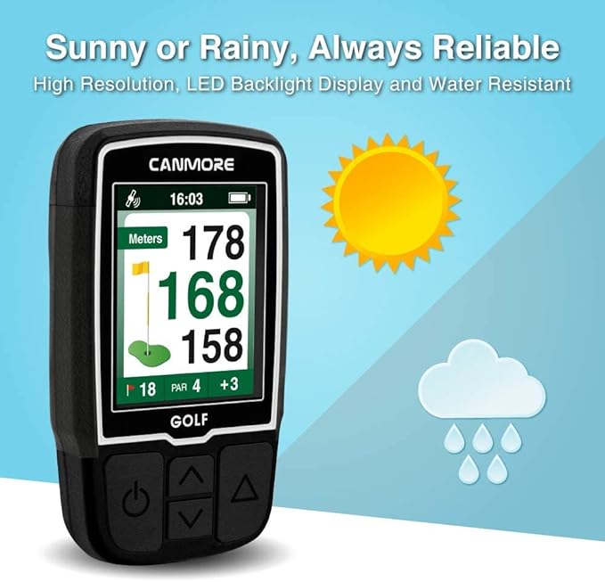 CANMORE HG200 Golf GPS Handheld & Case - Full-Color Display with 41,000+ Essential Golf Course Data and Score Sheet - Water Resistant, Black