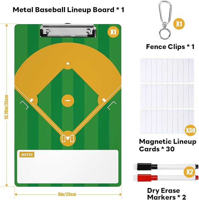 AOLEBA Baseball Lineup Board for Dugout,Dry Erase Magnetic Metal Baseball Clipboard for Coaches