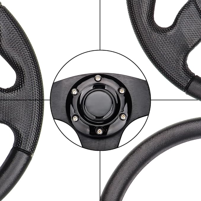 Golf Cart Steering Wheel Universal Design for Most Golf Cart Club Car DS and Precedent 12.5 inch Black EZGO Yamaha Steering Wheel