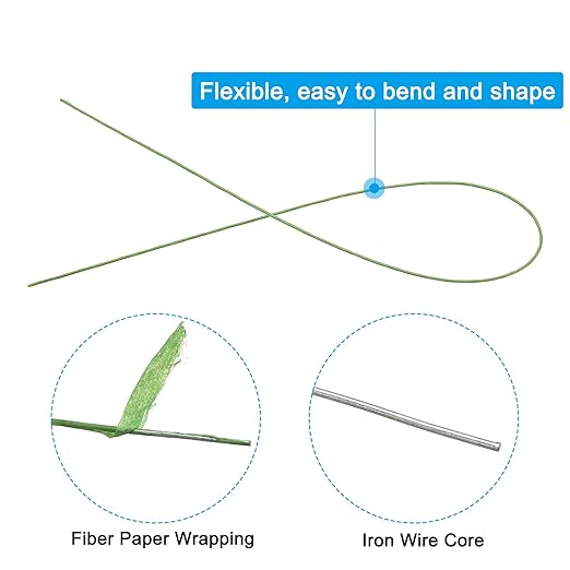 PATIKIL 22 Gauge 16" Floral Stem Wire, Light Green - Image 3