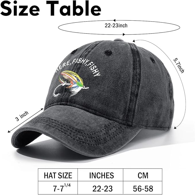 Fishing Adjustable Cotton Baseball Cap, Funny Trucker Hat Gift for Men Women Grandpa Dad Fishing Lover Fisherman