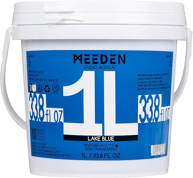 MEEDEN Lake Blue Acrylic Paint: 1 L /33.8 oz Heavy Body Gloss by MEEDEN