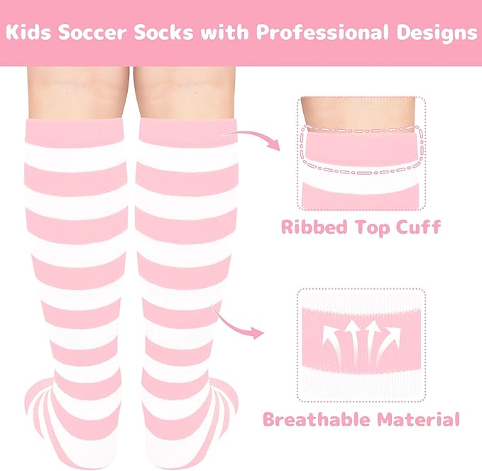 Olreco 1 Pack Toddler Kids Youth Soccer Socks Girls Boys Baseball Socks Youth Knee High Softball Football Accessories Cotton