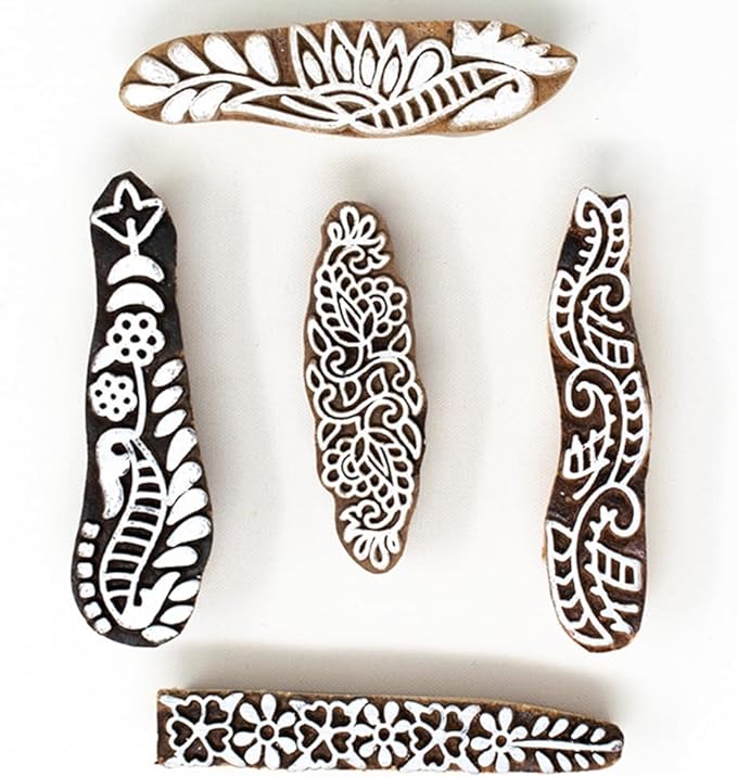 Mehndi Print Blocks Stylish Border Pattern Wooden Stamps by Hashcart