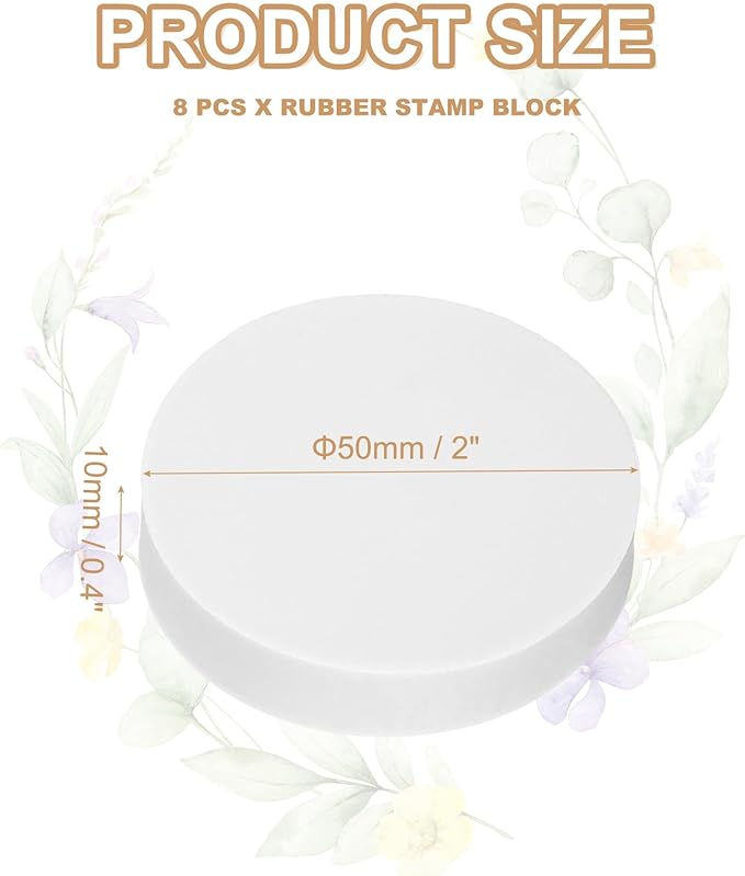 PATIKIL 8Pcs 2" Rubber Carving Blocks, Soft Linoleum Art Carving Block Round - Image 2