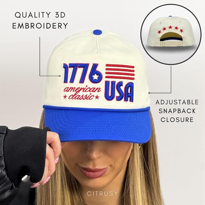 Vintage Low Profile Unstructured Hat | Cotton Flat Bill Snapback Rope Hat | Men & Women’s Hiking Fishing Running Golfing Hat