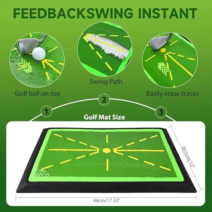 Golf Practice Mats, Golf Hitting Swing Path Mats Feedback with Non-Slip Rubber Backing, Swing Training Accessories