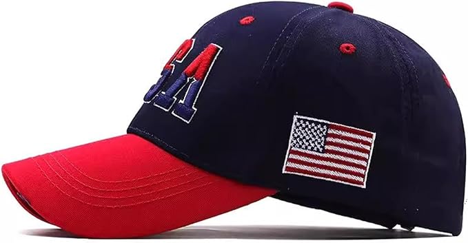 American Flag Patriotic Baseball Cap | Embroidered USA Flag 100% Cotton Adjustable Hat for Men & Women