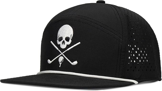 Bamveio Funny Golf Hats Flat Bill for Men Women,Golf Gifts Skull Baseball Cap for Adults Humor