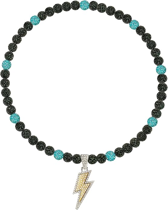 Baseball Necklace for Men 16/18/20 Inch Bling Ice Collection Lightning Bolt Pendant Necklace for Women Rhinestone Clay Beaded Discoball Accessories Gifts for Baseball Team Players Lovers