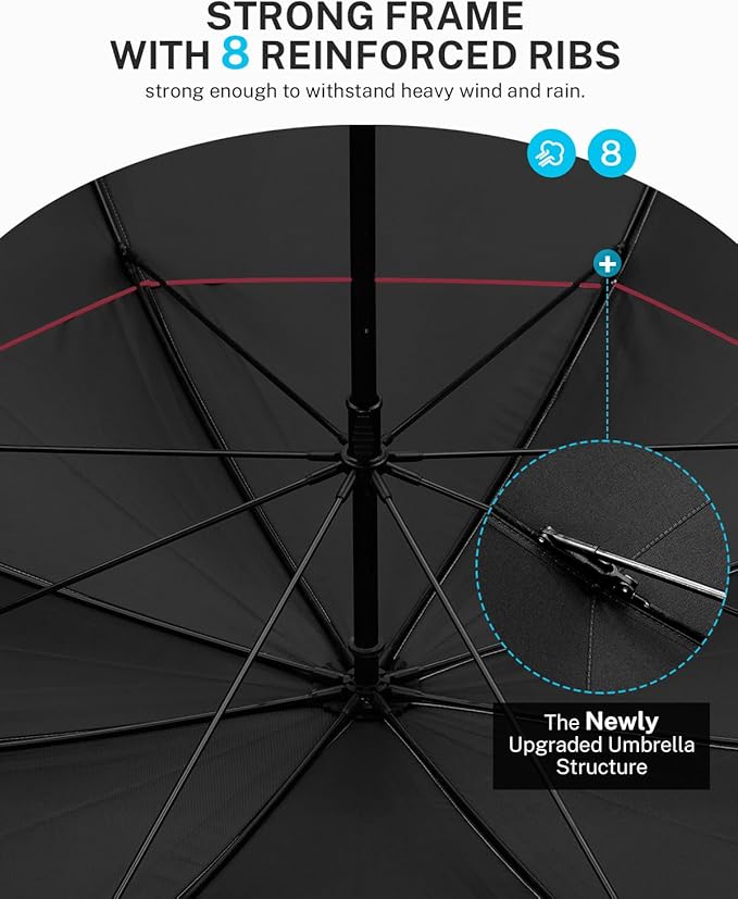 Gonex 54/62/68/72/80 Inch Extra Large Golf Umbrella, Automatic Open Travel Rain Umbrella with Windproof Water Resistant Double Canopy, Oversize Vented Umbrellas for 2-3 Men and UV Protection, Multiple Colors