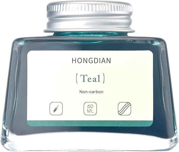 Hongdian Fountain Pen Bottled Ink Teal Color, 60ml Non Carbon Inkwell Bottle - Image 6