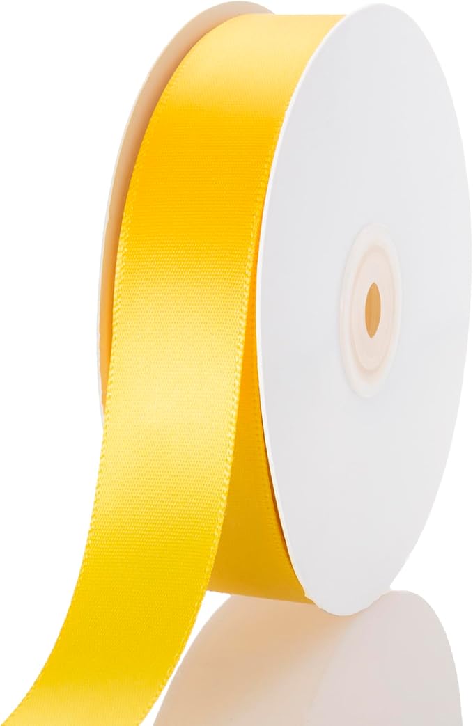 1 Inch Yellow Ribbon, 50 Yards Craft Polyester Satin Ribbon Perfect by Unknown
