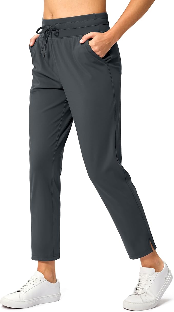 Soothfeel Women's Pants with 4 Pockets 7/8 Stretch High Waisted Sweatpants Travel Athletic Work Golf Pants for Women