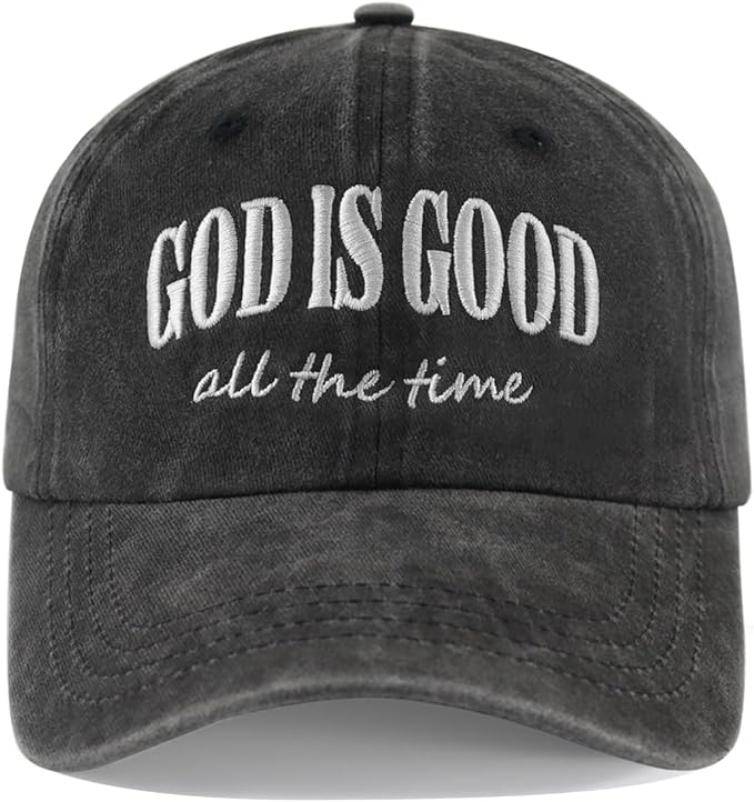 God is Good All The Time Hat for Men Women, Adjustable Cotton Embroidered Jesus Christian Faith Baseball Cap