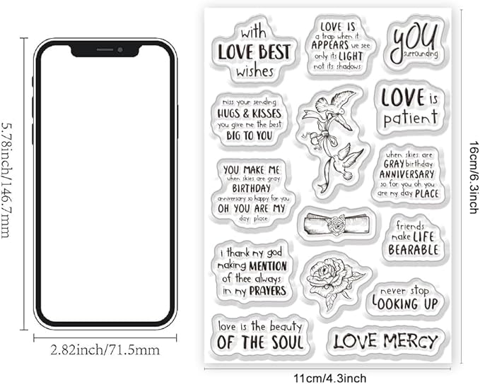 Inspirational Words Transparent Clear Stamps Flower Graduation Cards Silicone - Image 2