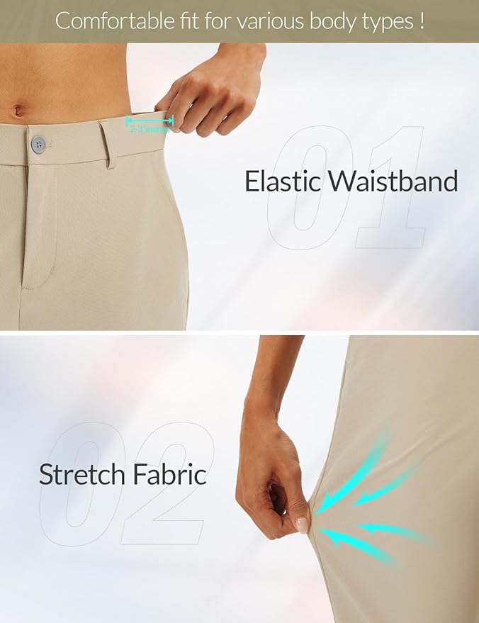 baleaf Women's Golf Pants Straight Leg Stretch Work Travel Pant with Pockets Dressy Bussiness Casual Slacks UPF 50+
