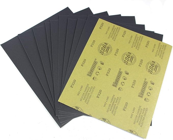 Sandpaper Sheets, 320 Grit Dry Wet Sand Paper, 9 x 11 Inch, Silicon Carbide by MAXMAN