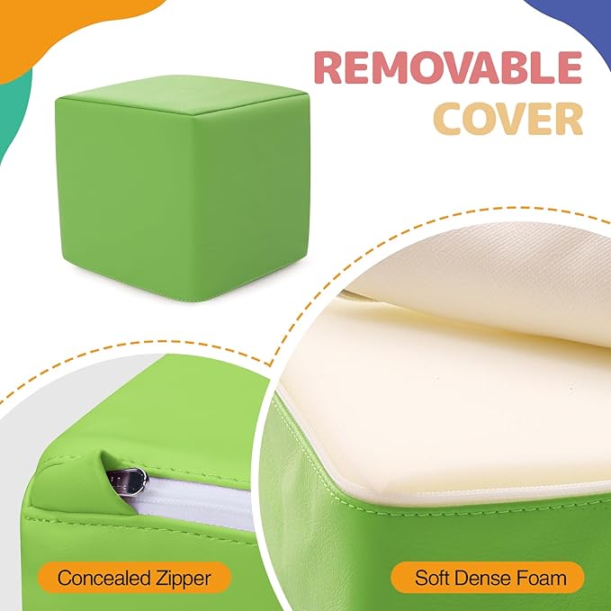 Foam Building Blocks for Kids: 12-Pieces PU Leather Colorful Foam Blocks - Image 3