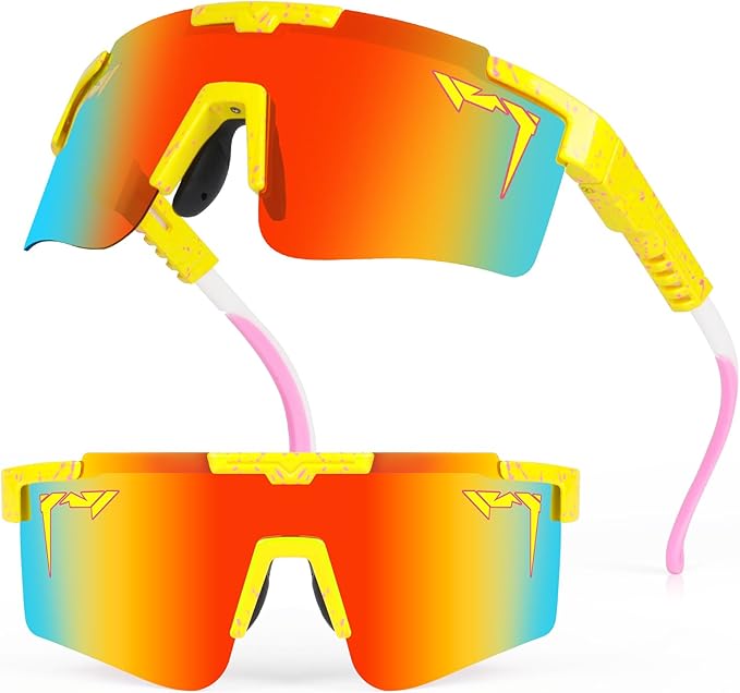 2-Sizes Kids Youth Baseball Sunglasses Men Women Vipers Sunglasses Softball Boys Girl True Polarization &UV Protection