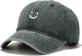 Smile Face Baseball Cap Vintage Distressed Low Profile Unstructured Cotton Dad Hat Adjustable for Women Men