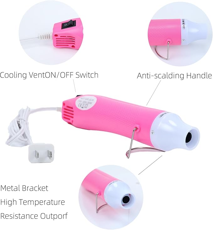 Heat Gun for Crafting, 110V 300W Handed Hot Air Gun, 3.28FT Ultra-Long Cable - Image 6