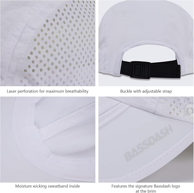 BASSDASH UPF 50+ Foldable Fishing Hat Baseball Cap with Removable Neck Flap Portable for Men Women Golf Hiking