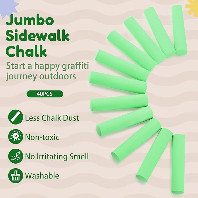 Fulmoon 40 Pcs Jumbo Sidewalk Chalk - Image 4