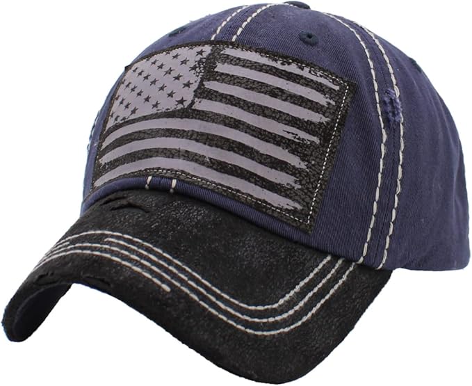 KBETHOS Flag USA America Military Thin Blue Line Thin Red Line Vintage Distressed Baseball Cap Dad Hat Unisex Adjustable…