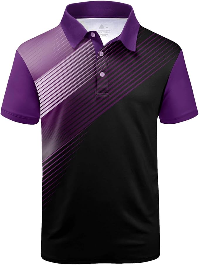 ZITY Mens Golf Shirt Short Sleeve Sport Moisture Wicking Performance Print Golf Polo Shirts for Men Collared Casual T-Shirt