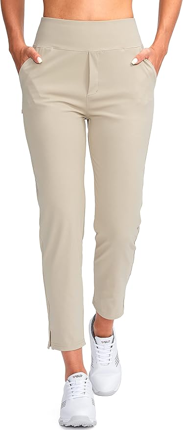 YYV Women's Golf Pants Stretch Work Ankle Pants High Waist Dress Pants with Pockets for Yoga Business Travel Casual