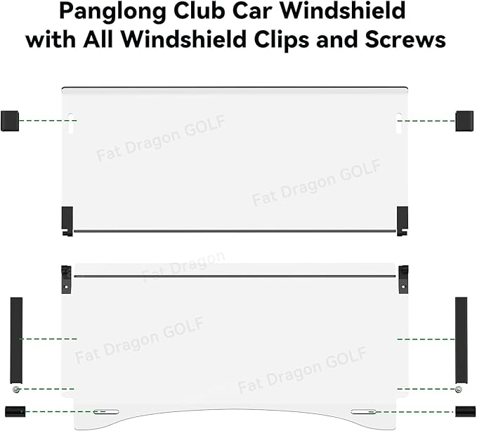 Panglong Precedent Golf Cart Windshield, Club Car Windshield with all Windshield Clips, Fold Down Windshield Anti-UV Impact Resistant Fit 2004-Up Club Car Precedent, Tempo, Onward, 37.59"W X 33.97"H