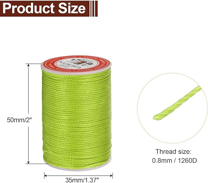 uxcell Round Leather Sewing Waxed Thread, 55m / 60 Yards Polyester Wax String - Image 2