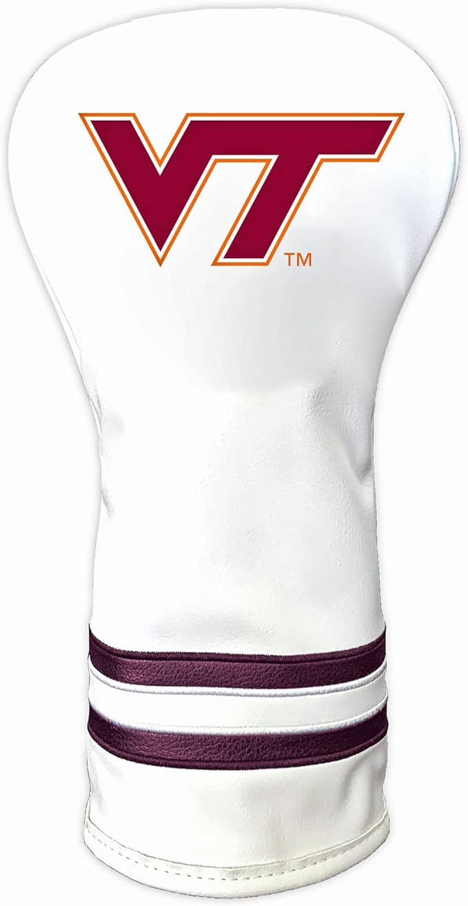 Team Golf NCAA White Vintage Driver Golf Club Headcover, Form Fitting Design, Retro Design