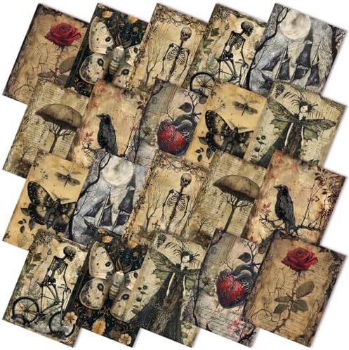 Hahafelt 10 Pcs 18"x22" Vintage Halloween Fat Quarters Gothic Fabric Bundle