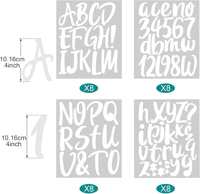 Outus 576 Pieces 8 Sheets Letters Stickers Self Adhesive Vinyl Letter Alphabet - Image 2