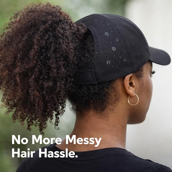 Women’s Ponytail Baseball Cap, Quick-Dry Sport Caps Hat with Breathable Daisy Perforations for Running, Tennis, Golf