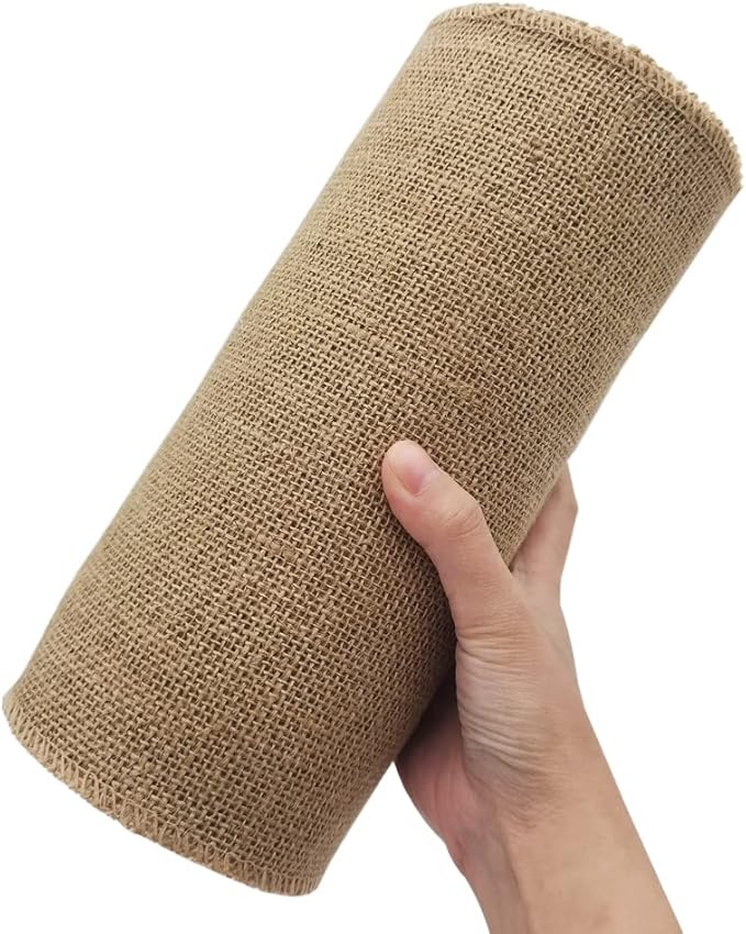 INSPIRELLE 10" Natural Burlap Fabric Roll 10 Yards Jute Ribbon by INSPIRELLE