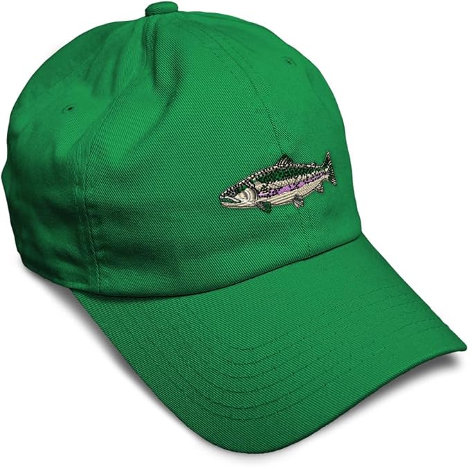 Custom Soft Baseball Hat Embroidered Dad Hat Fish Rainbow Trout Men & Ladies Baseball Cap Cotton