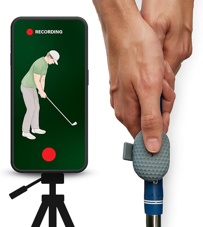 SnapSwing Hands-Free Golf Swing Recorder – Instantly Film Every Swing from Your Club Grip – Fix Your Swing Faster Without a Coach – Bluetooth Remote, Fits Any Golf Club