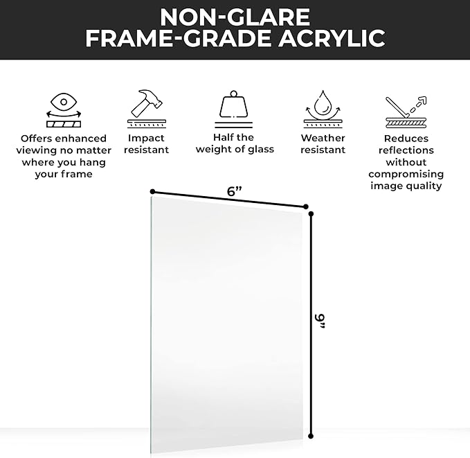 Non-Glare Acrylic Replacement for 6x9 Picture Frame, Replacement Plexiglass for - Image 3