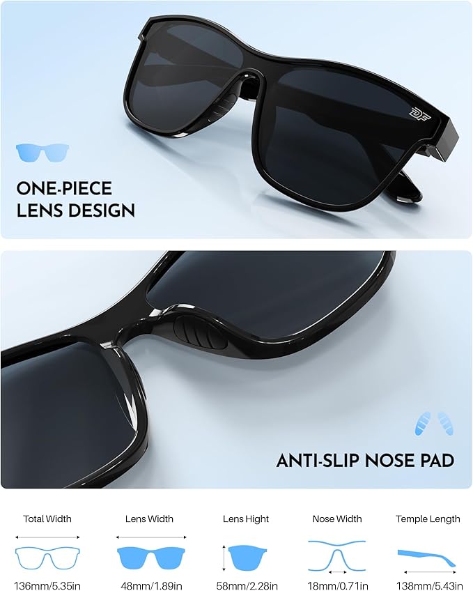 DEAFRAIN Polarized Sunglasses for Men Women - UV400 Protection 21.5g Sport Sun Glasses for Driving Fishing Running Golf