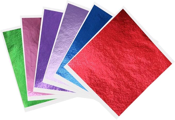 KINNO 12 Colors Imitation Gold Leaf Sheets Multi-Color Gold Leaf Paper - Image 3