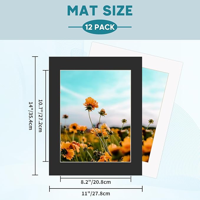 ZBEIVAN 12 Packs White and Black Colors 11x14 Picture Frame Mats - Image 2