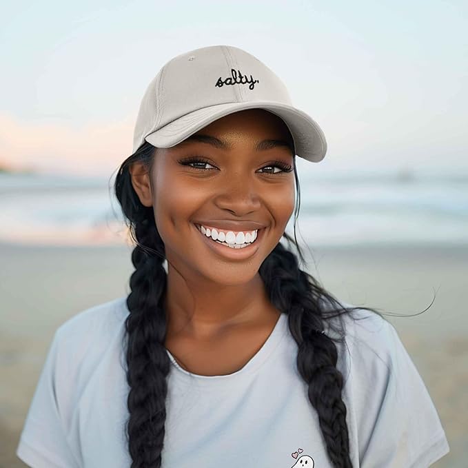 DALIX Salty Embroidered Cotton Beach Baseball Cap Adjustable Dad Hat Womens