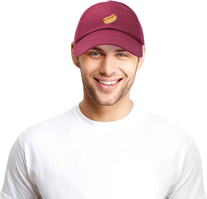 DALIX Hot Dog Hat Embroidered Mens Womens Baseball Cap