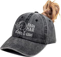 Barn Hair Don't Care Ponytail Hat, Embroidered Adjustable Cotton Baseball Cap, Horse Lovers Gifts for Girls Women